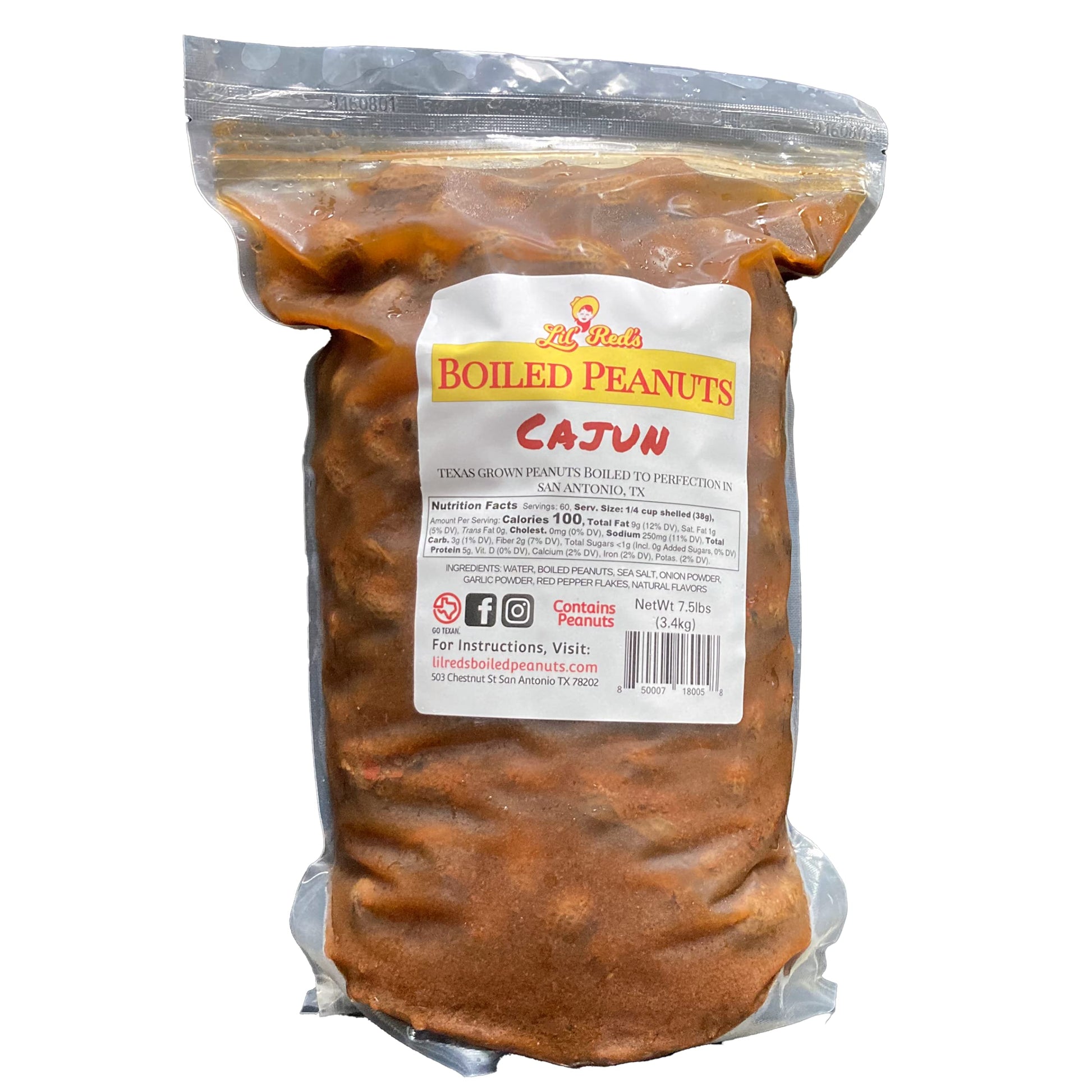 Lil' Red'S Cajun Boiled Peanuts Ready To Eat, 7.5Lbs
