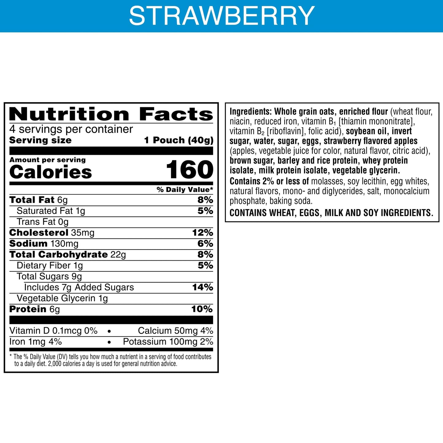 Nutri-Grain Power-Fulls Soft Baked Oat Bites, Protein Snacks, Whole Grain, Strawberry (5 Boxes, 20 Pouches)