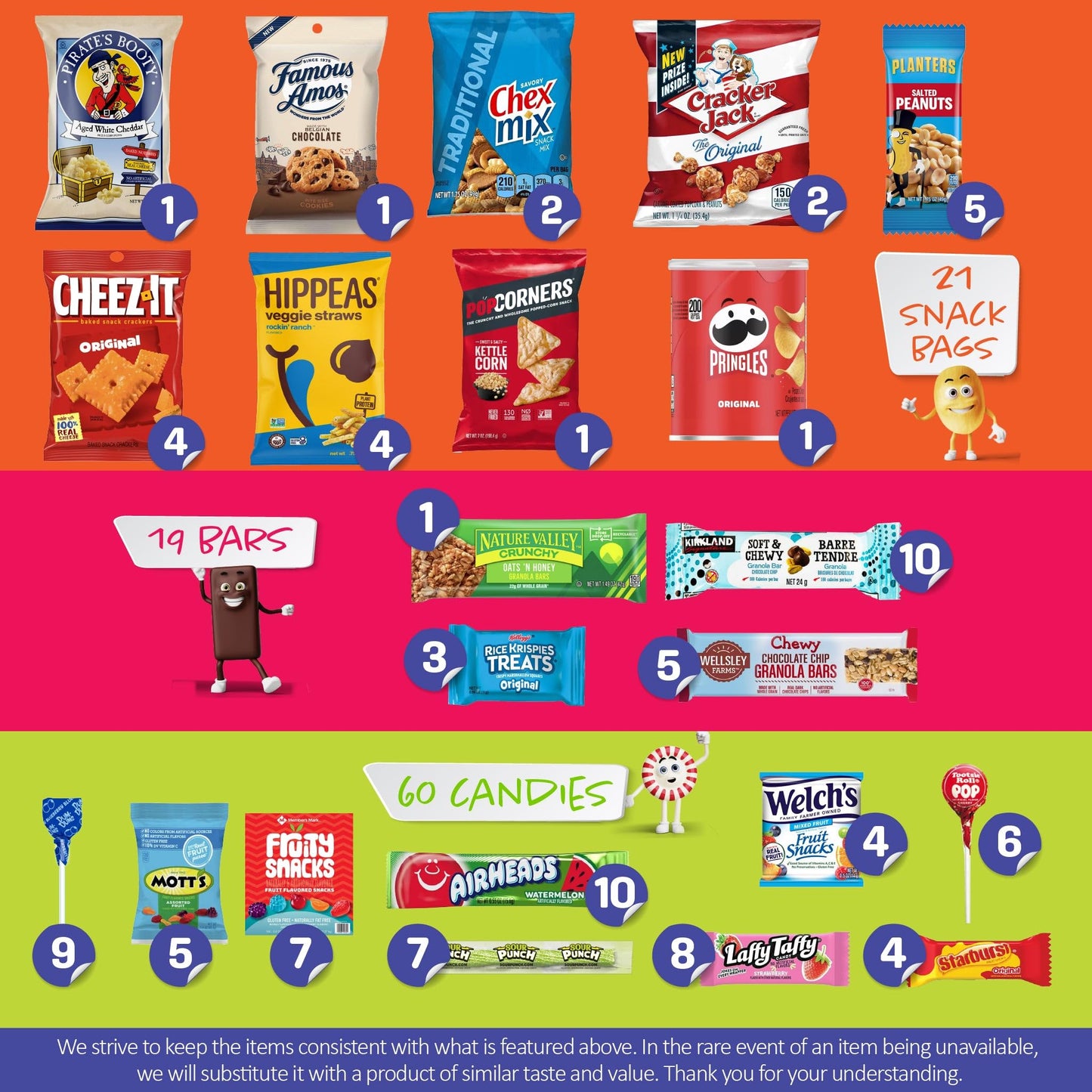 I AM Snacky - Holiday  Christmas Stocking Stuffer Snack Box Variety Pack Care Package + Greeting Card - SNACKY S PARTY PACK (100 Count) Birthday Sweet  Gift Basket  Candies Chips
