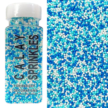PhilaeEC Blue and White Nonpareils Sprinkle 2mm Mini Peals Sprinkle Edible for Cake Decoration Cupcake Topper Cookie Baking Deco