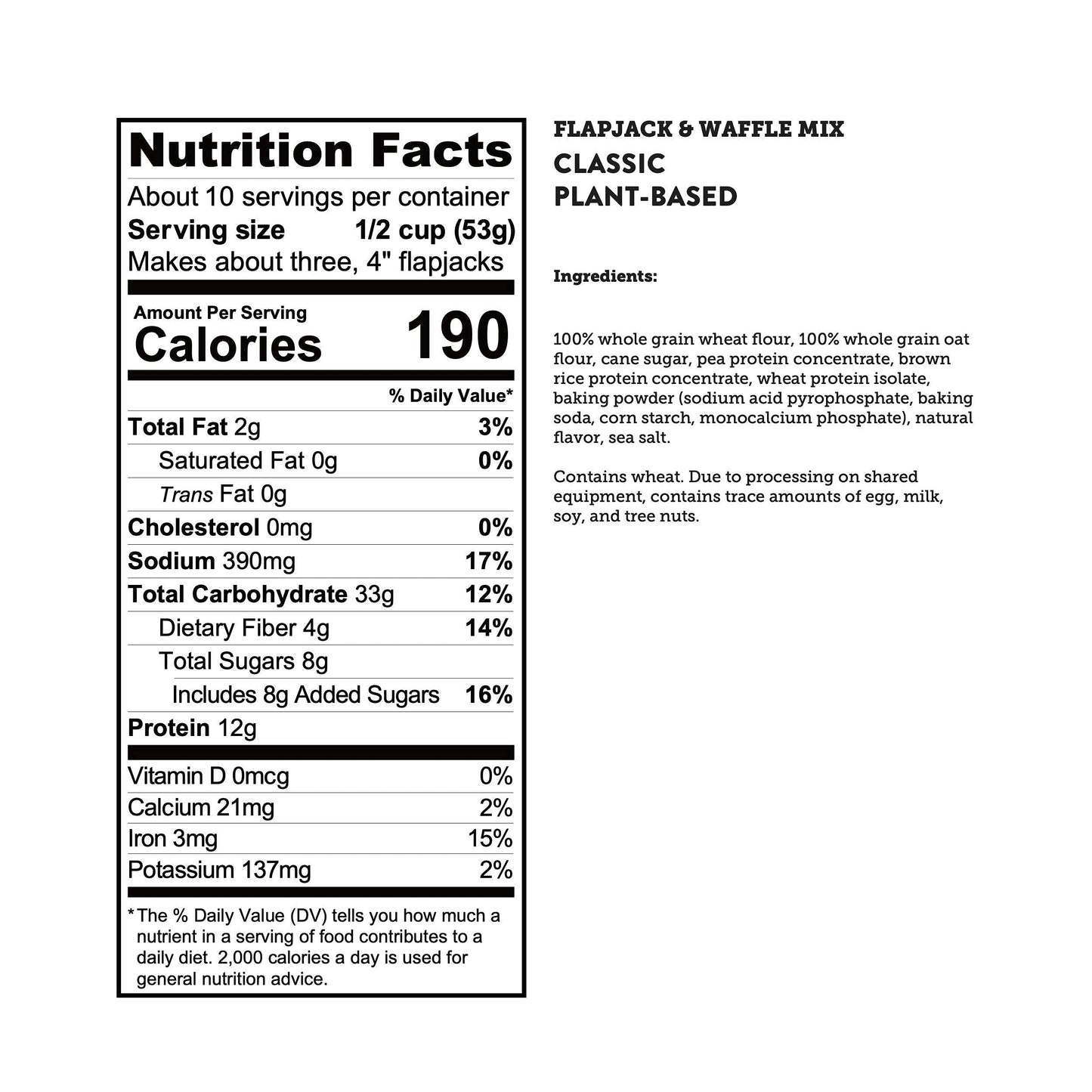 Kodiak Cakes Plant Based Flapjack, Pancake & Waffle Mix, Classic, High Protein,100% Whole Grains (Pack of 6)