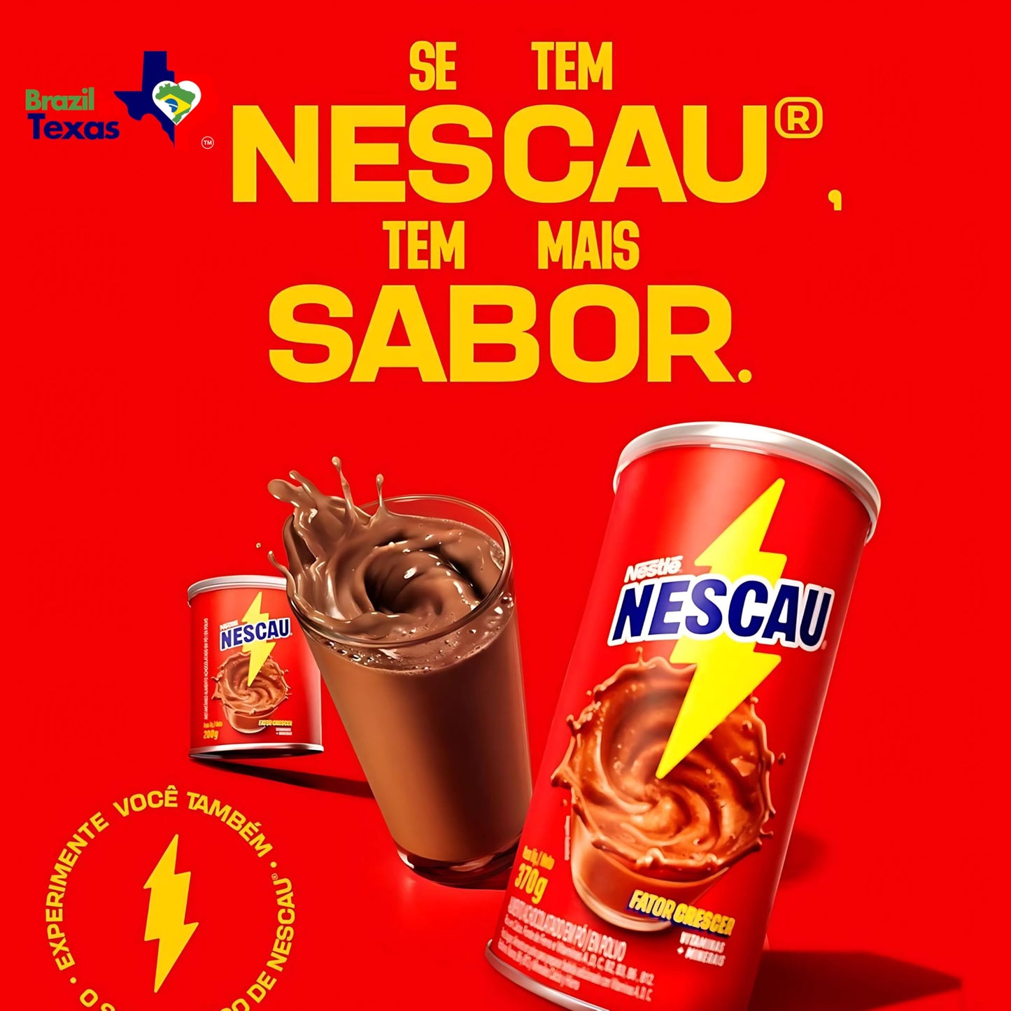 Farinha L  Ctea Brasileira Nestl   360G | Pack 2X360G + Achocolatado Brasileiro Nestl   Nescau 370G | Brazilian Chocolate Powder