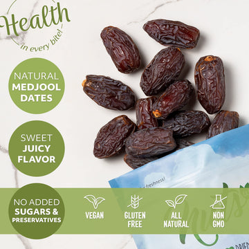 Nuts U.S. - Natural Medjool Dates | Grown In California Desert | Juicy And Sweet | No Added Sugar And Preservatives | Chewy Text