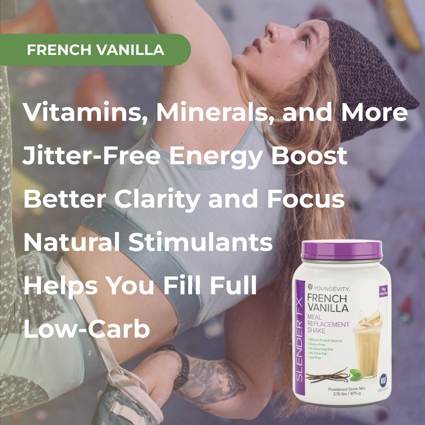 Youngevity Slender FX Meal Replacement Shake - French Vanilla - 35.98 Ounce (30 Servings) - All Natural Protein, Vitamins, and Minerals