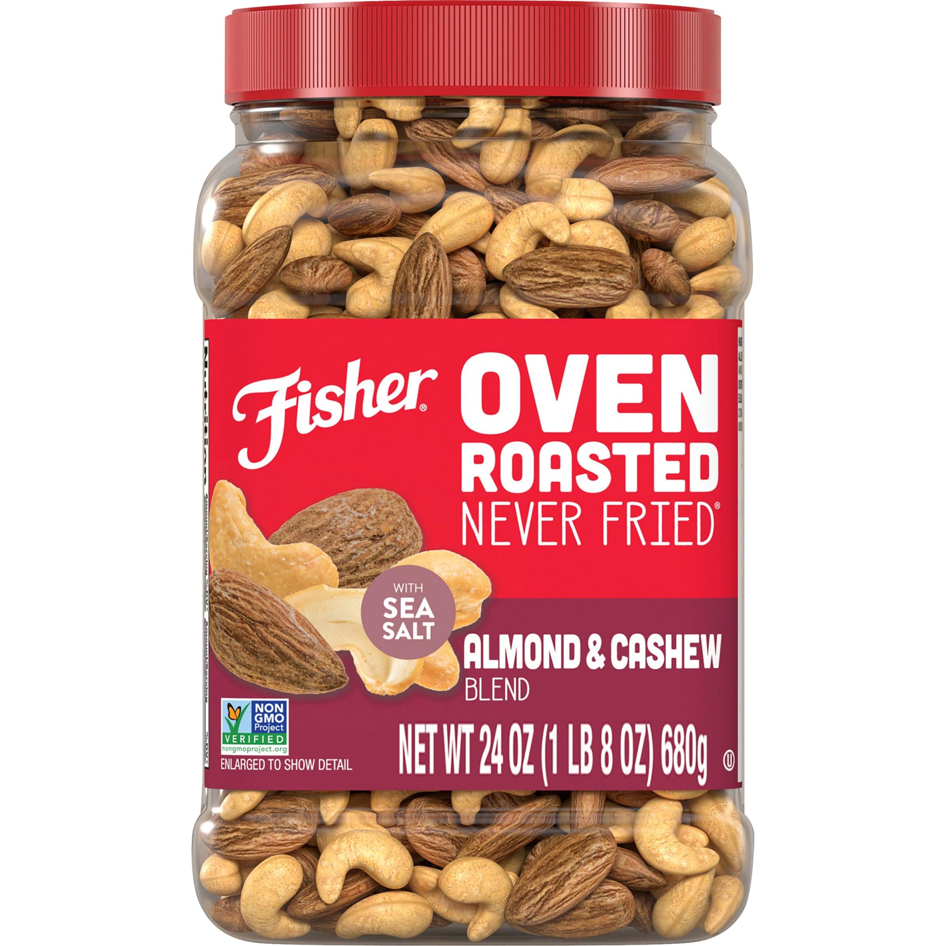 Fisher Oven Roasted Almond & Cashew Blend, Gluten Free Trail Mix, 24 Ounces, No Added Oil or Preservatives