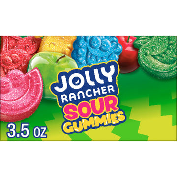 Jolly Rancher Sour Gummies Assorted Fruit Flavored Candy Box, 3.5 Oz