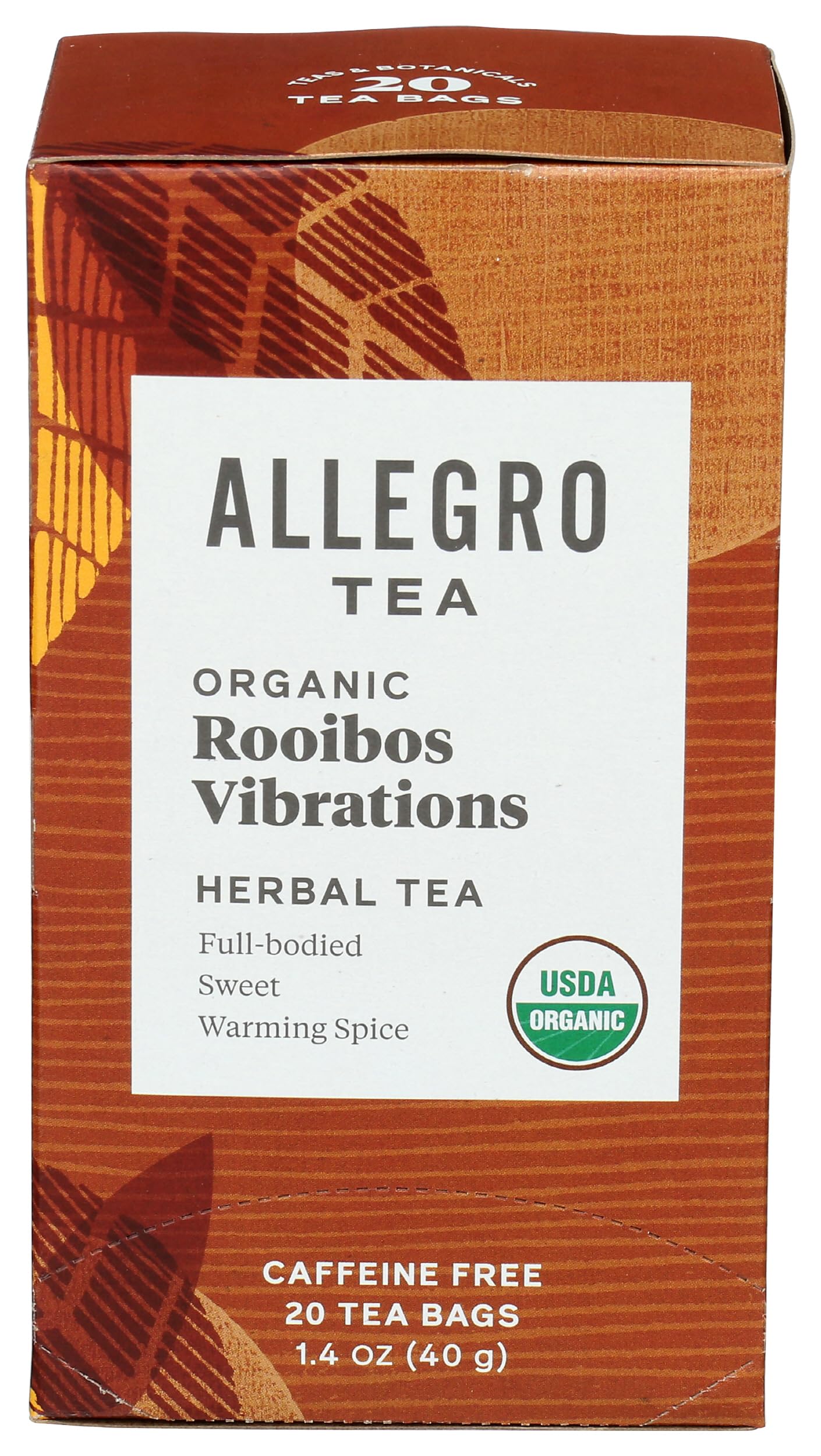 Allegro Tea Organic Rooibos Vibrations Tea Bags, 20 Count, Pack of 1