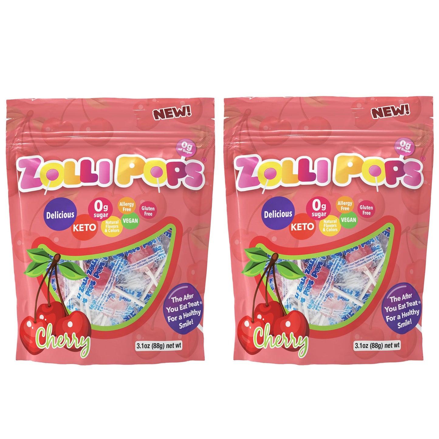 Zollipops Clean Teeth Lollipops, Cherry, 3.1 Ounce