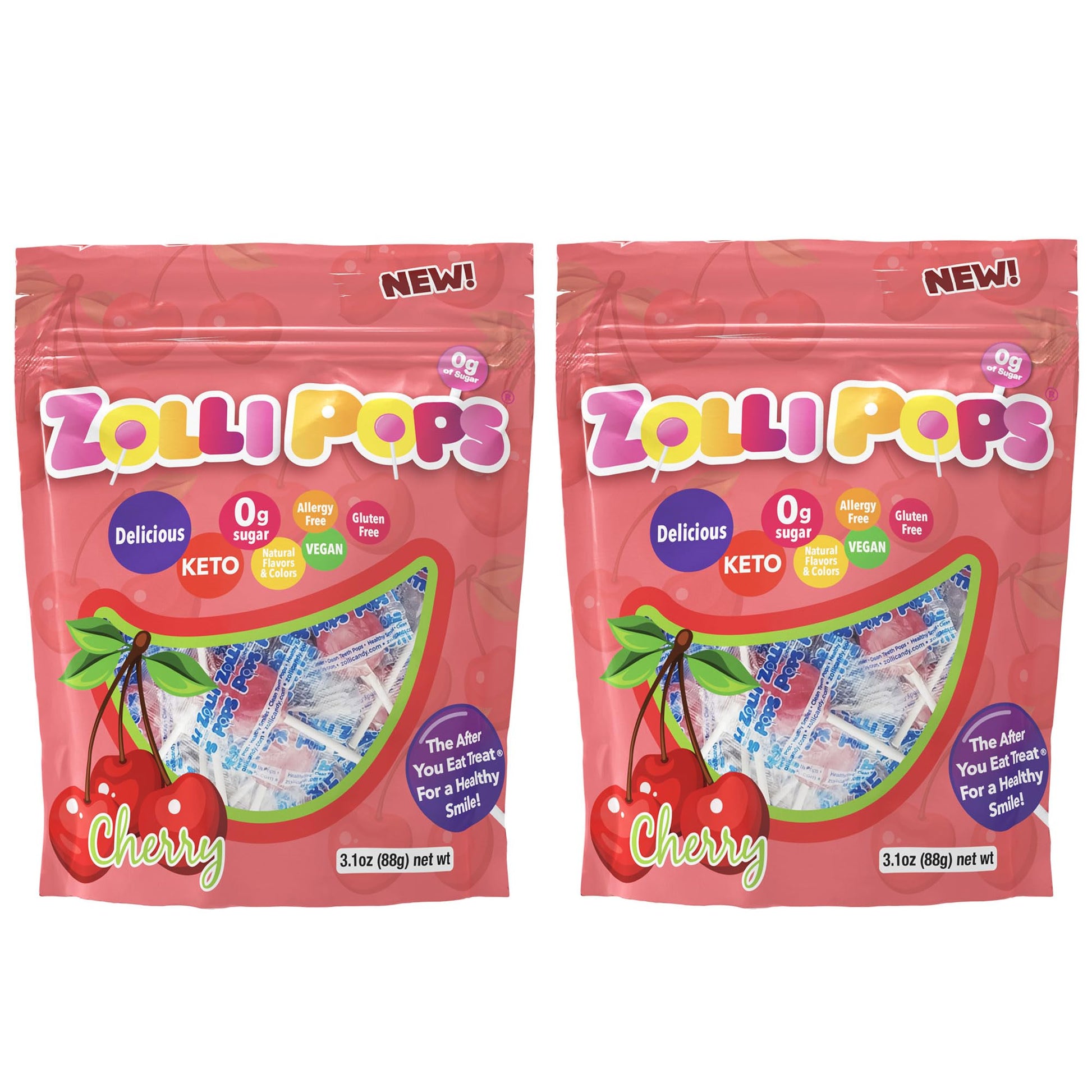 Zollipops Clean Teeth Lollipops, Cherry, 3.1 Ounce
