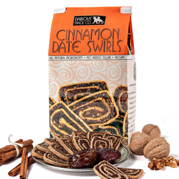 Darious Date Cookie Vegan Paleo Cinnamon Date Swirls, 6 oz Bag, All Natural Ingredients, Delicious Breakfast Snack