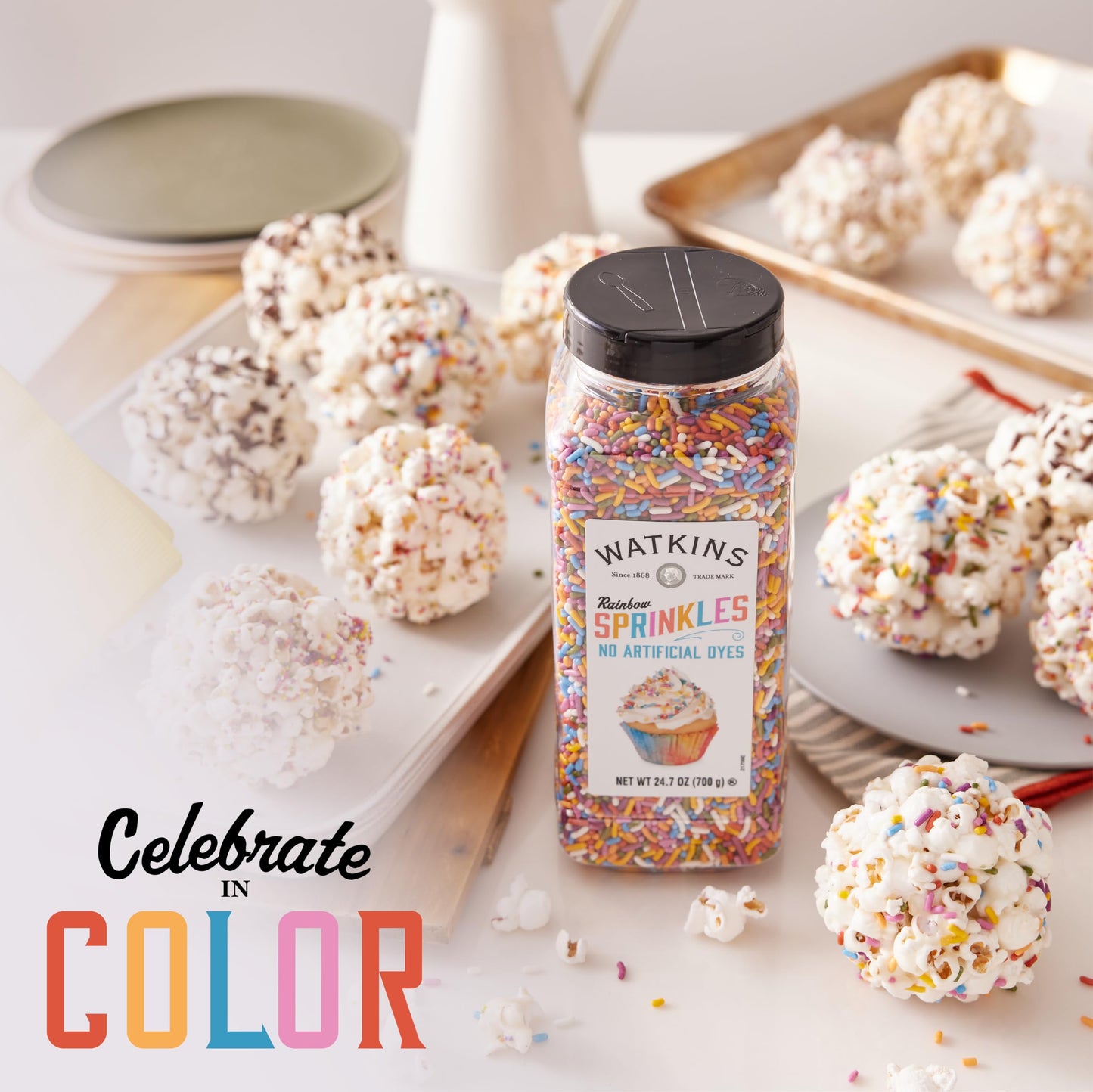 Watkins Rainbow Decorating Sprinkles, No Artificial Dyes, Perfect For Ice Cream And More, 24.7Oz