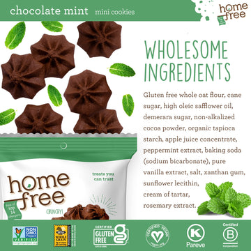 Homefree Treats You Can Trust Gluten Free Mini Cookies, Single Serve, Chocolate Mint, 0.95 Ounce (Pack Of 10)