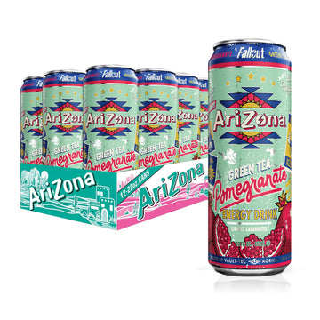 AriZona Pomegranate Green Tea - 12 Pack, 22 Fl Oz Cans, 234mg Natural Caffeine, Red, Model 1002665