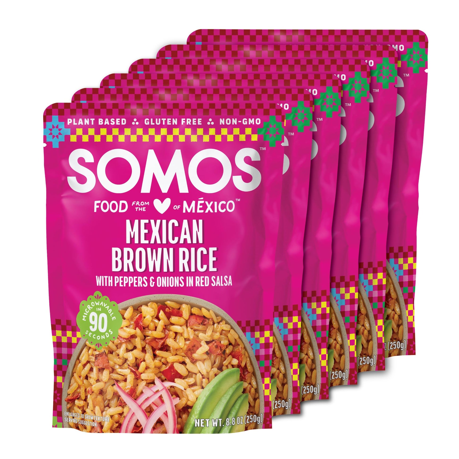 SOMOS Mexican Brown Rice - Gluten Free, Non-GMO, Vegan & Microwavable Meals Ready to Eat - Delicious, Healthy & Convenient - Per