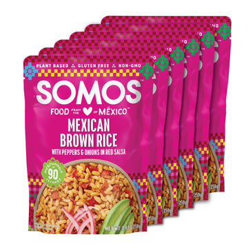 SOMOS Mexican Brown Rice - Gluten Free, Non-GMO, Vegan & Microwavable Meals Ready to Eat - Delicious, Healthy & Convenient - Per