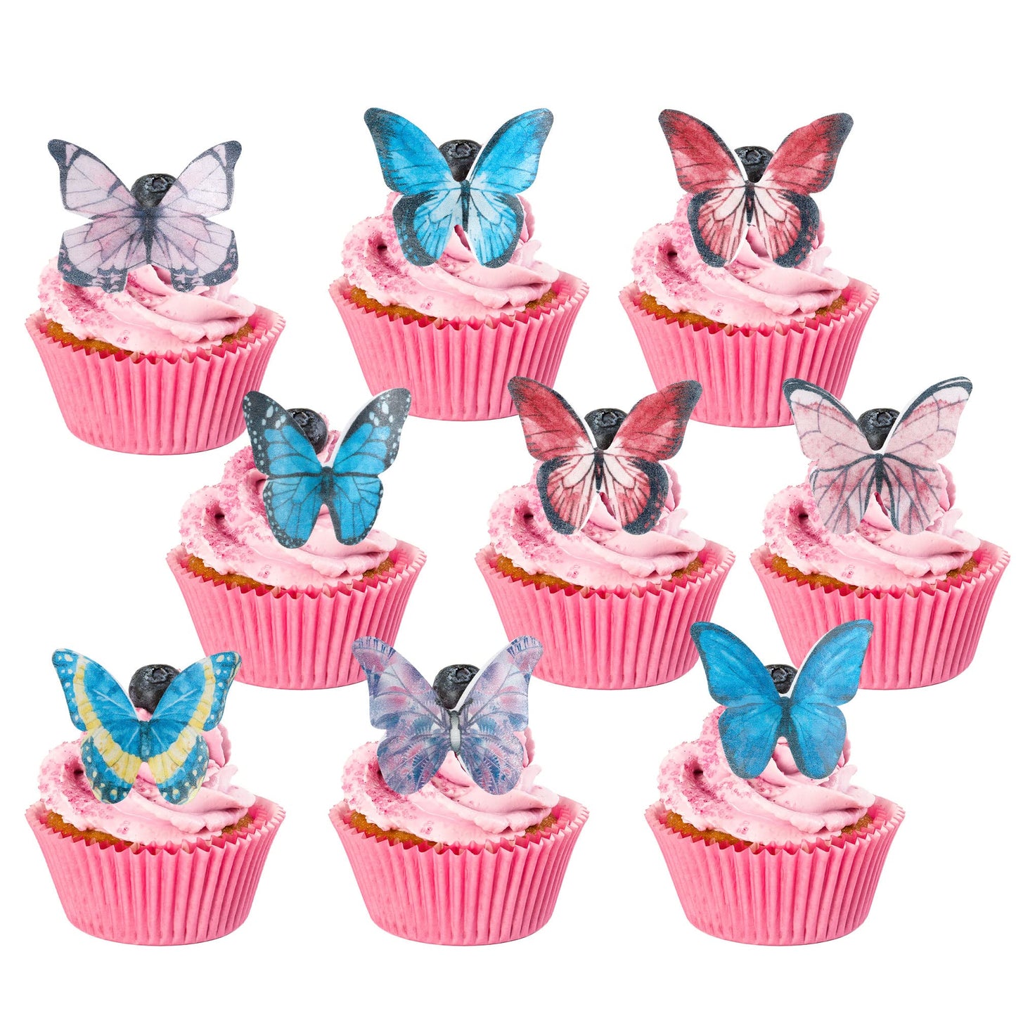 Gyufise 40Pcs Edible Butterfly Cake Decorations Butterfly Cupcake Topper Edible Wafer Paper Butterflies Edible Butterfly Cake Cu