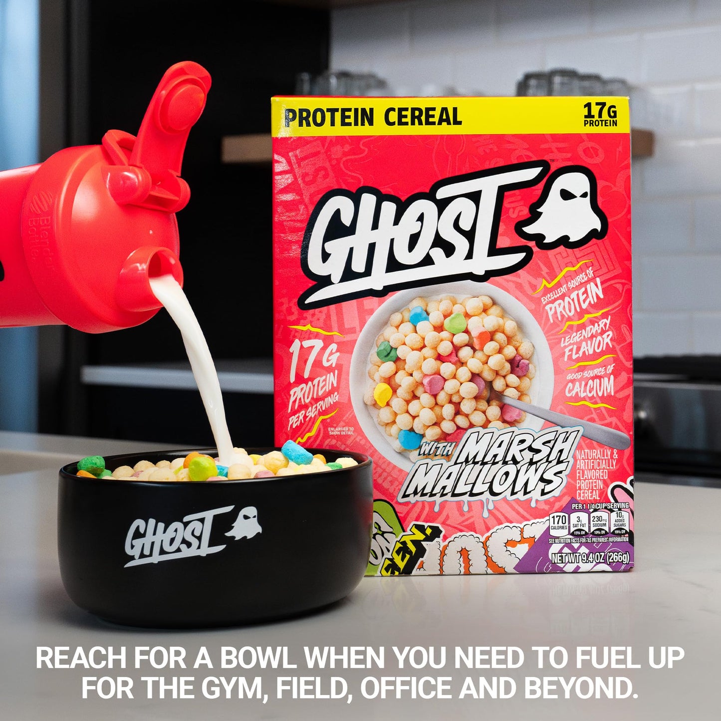 Ghost Protein Cereal, Marshmallows (3-Pack) - Contains Lucky Charms Marshmallows - 17G Protein, Good Source Of Calcium - Breakfa