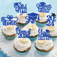 Ttdq 40Pcs Blue Graduation Cupcake Toppers 2024 Graduation Decorations Class Of 2024 Cupcake Toppers 2024 Congrats Grad Cap Cupc