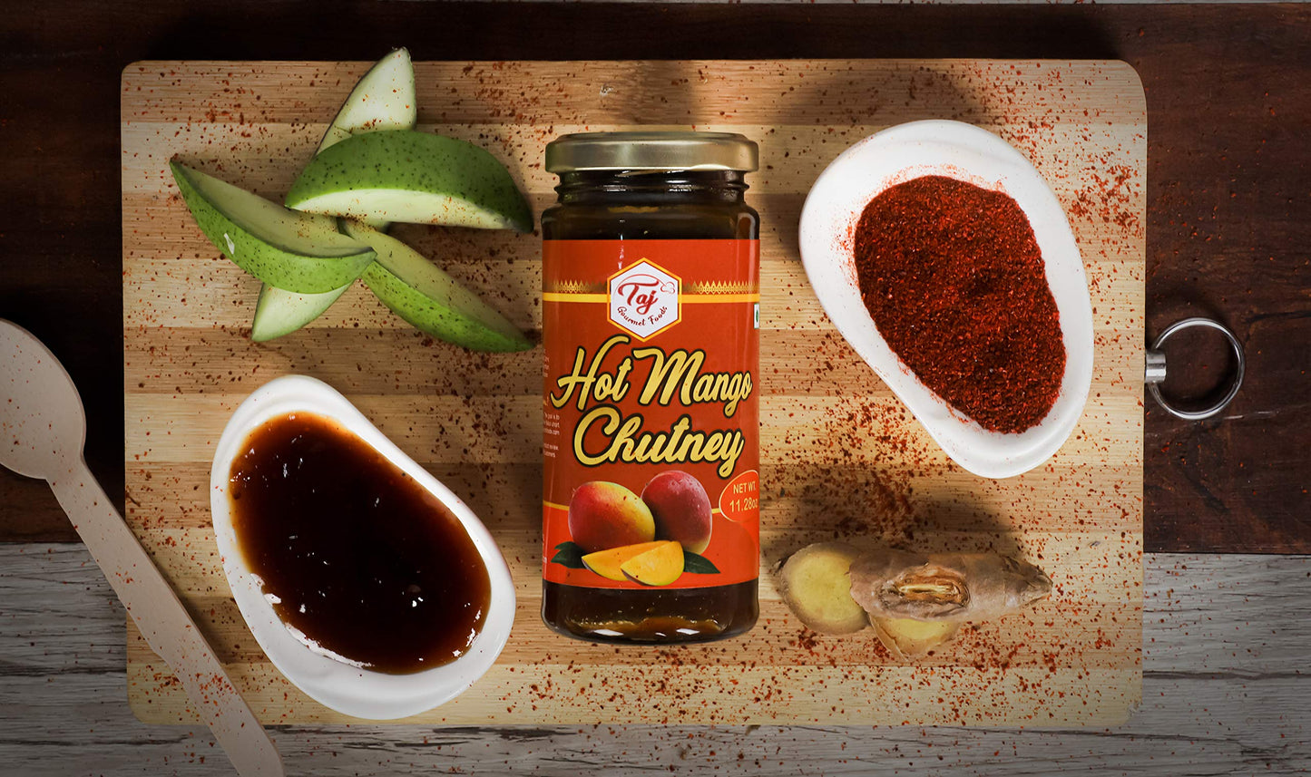Taj Hot Mango Chutney, Spicy Chutney, 11.2Oz (320G)