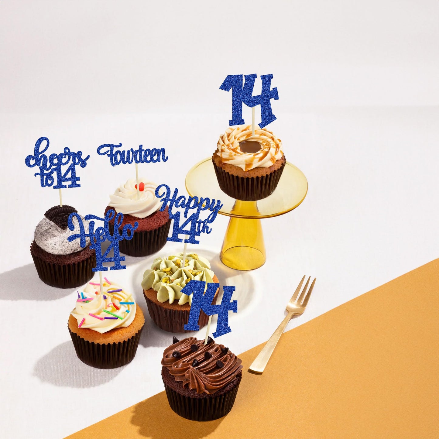 30Pcs 14Th Birthday Cupcake Toppers Hello 14 Cupcake Picks Fourteen Cheers To 14 Years Old Cake Decorations For 14Th Birthday An