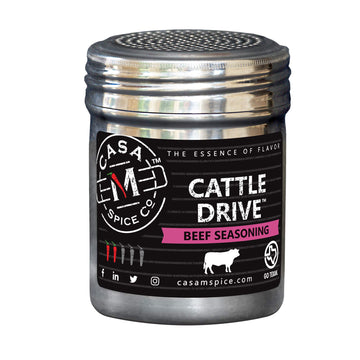 Casa M Spice Co Cattle Drive Beef Seasoning  Very Low Sodium  No MSG  Gluten Free  Keto-Friendly  BBQ Spices (Original, Stainles