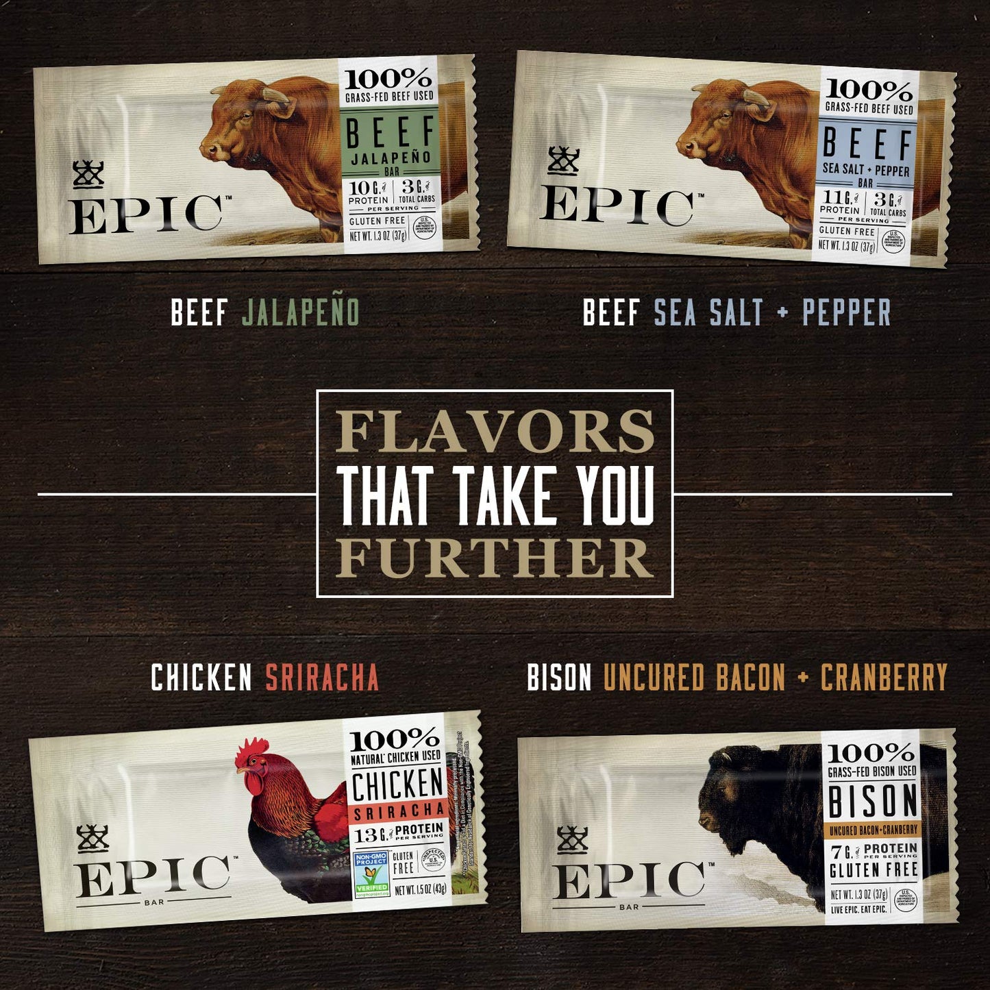 Epic Provisions Venison Sea Salt And Pepper Bars, Keto Friendly, Gluten Free, 12 Ct