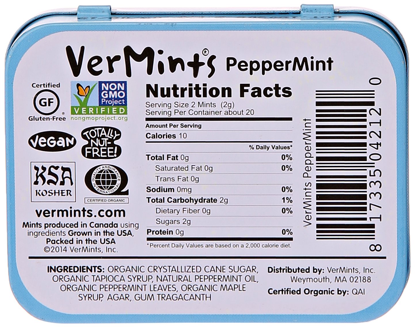 Vermints All Natural Peppermint Candy, 1.41 Oz