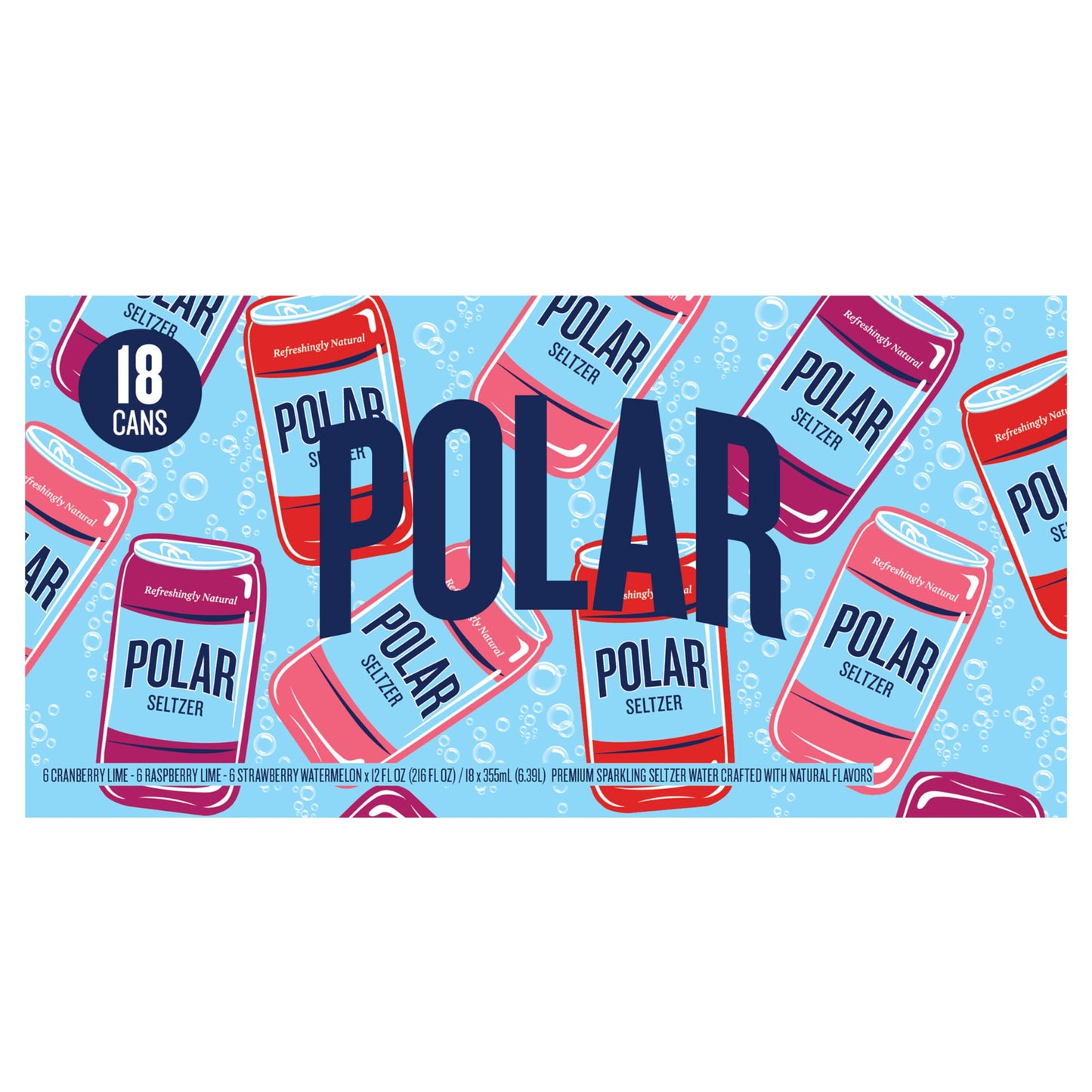 POLAR Seltzer Water Berries Variety Pack, 12 fl oz cans, 18 pack, Model 10161318