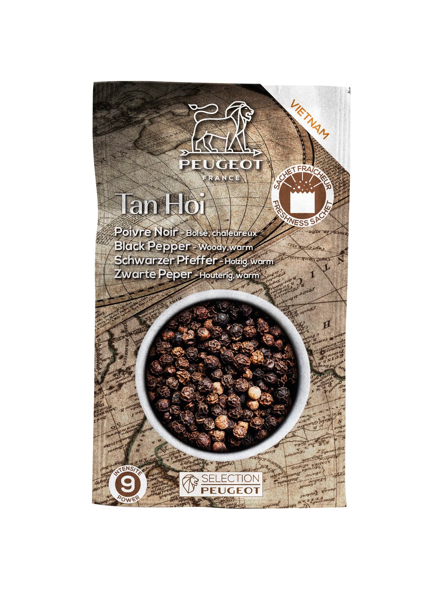 Peugeot Tan Hoi Vietnamese Black Peppercorns, 140G - 7 Fresh Sachets Of 20G