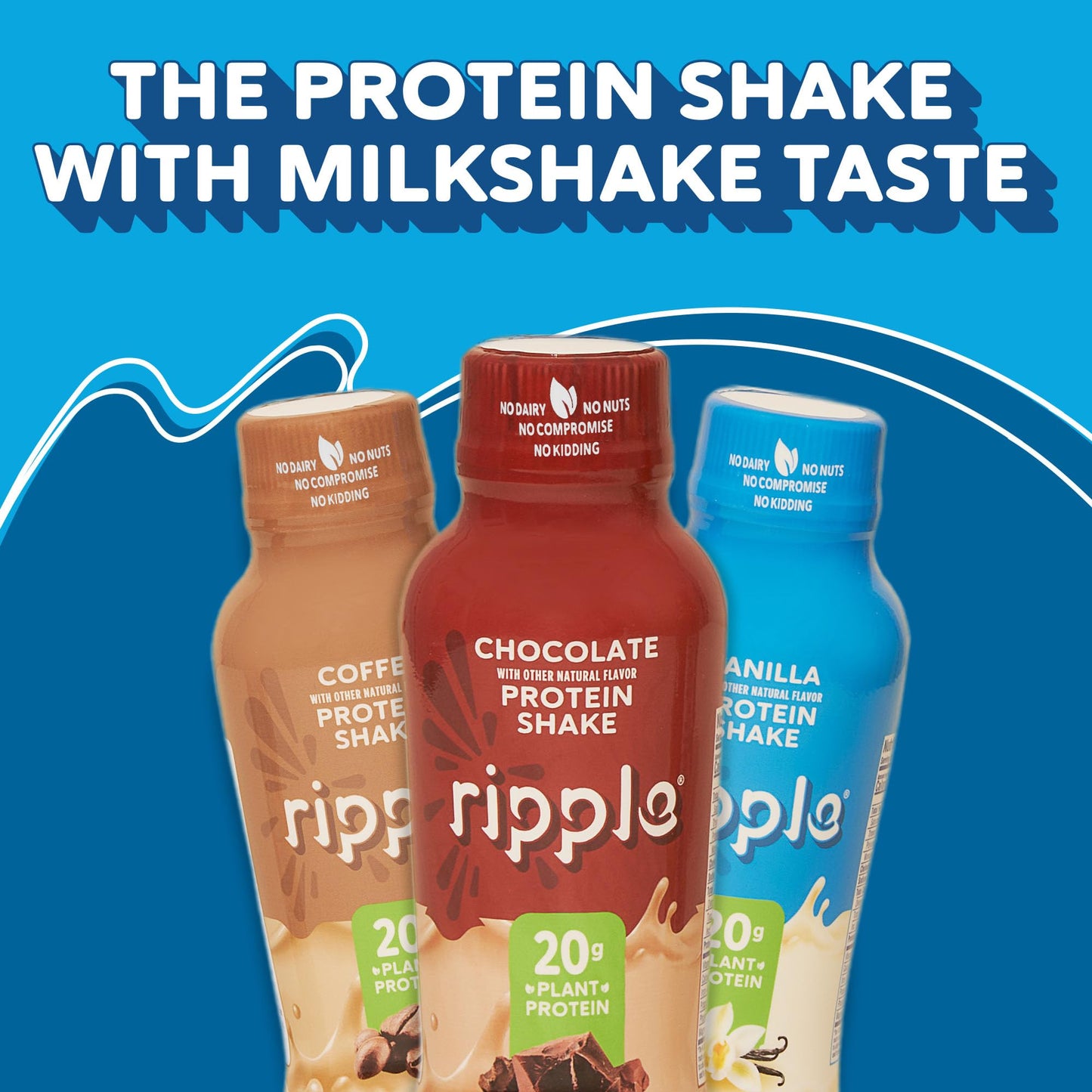 Ripple Plant Based Protein Shake Variety Pack | 20g of Quality Sourced Pea Protein, Calcium Rich | Shelf Stable | Vegan & Non GM