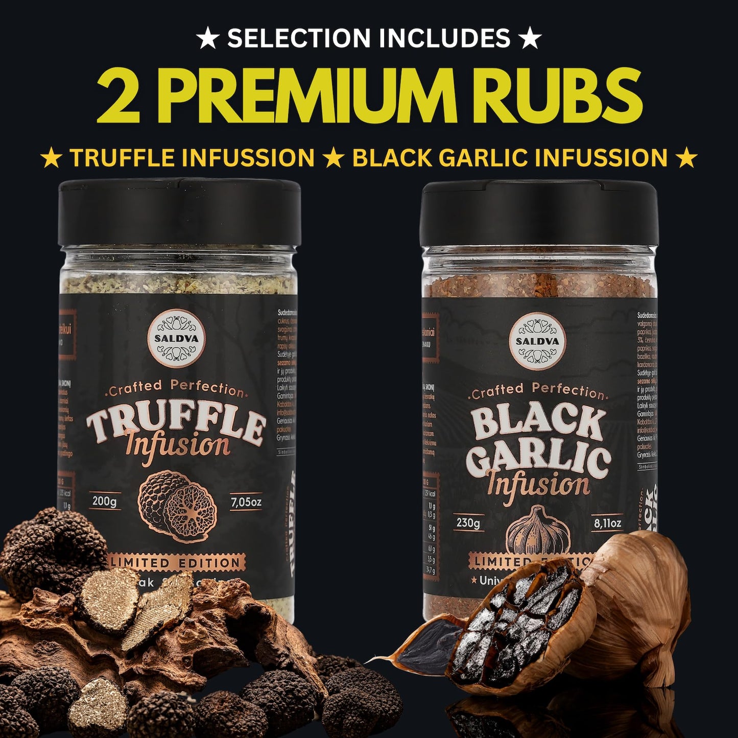 Steakhouse Collection Enhanced Seasonings – Black Garlic, Truffle, Steak King & Spg Bbq Rubs | Pack Of 4 | Gourmet Grill Gift | 100% Natural Flavor Boost