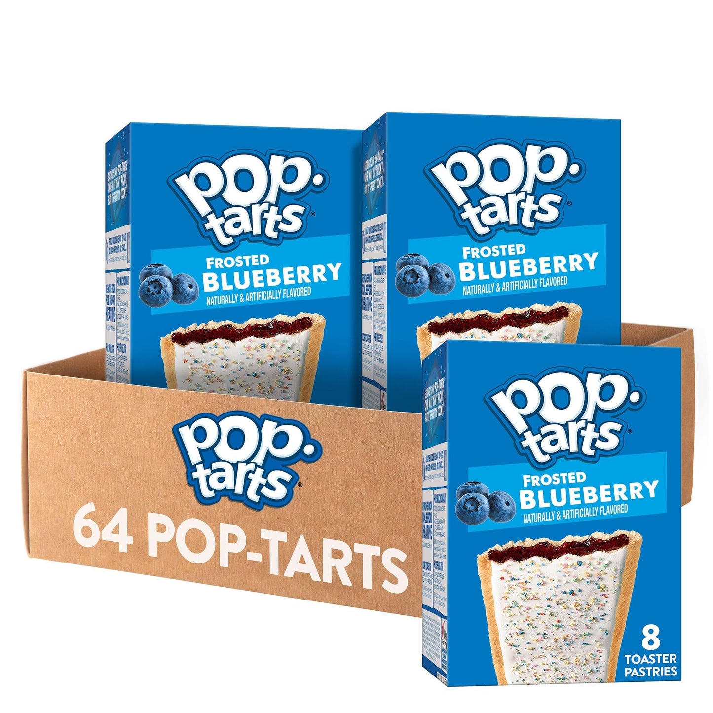 Pop-Tarts Toaster Pastries, Breakfast Foods, Kids Snacks, Frosted Blueberry (64 Count)