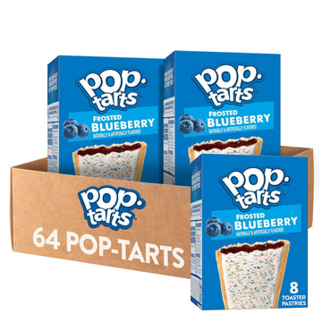 Pop-Tarts Toaster Pastries, Breakfast Foods, Kids Snacks, Frosted Blueberry (64 Count)