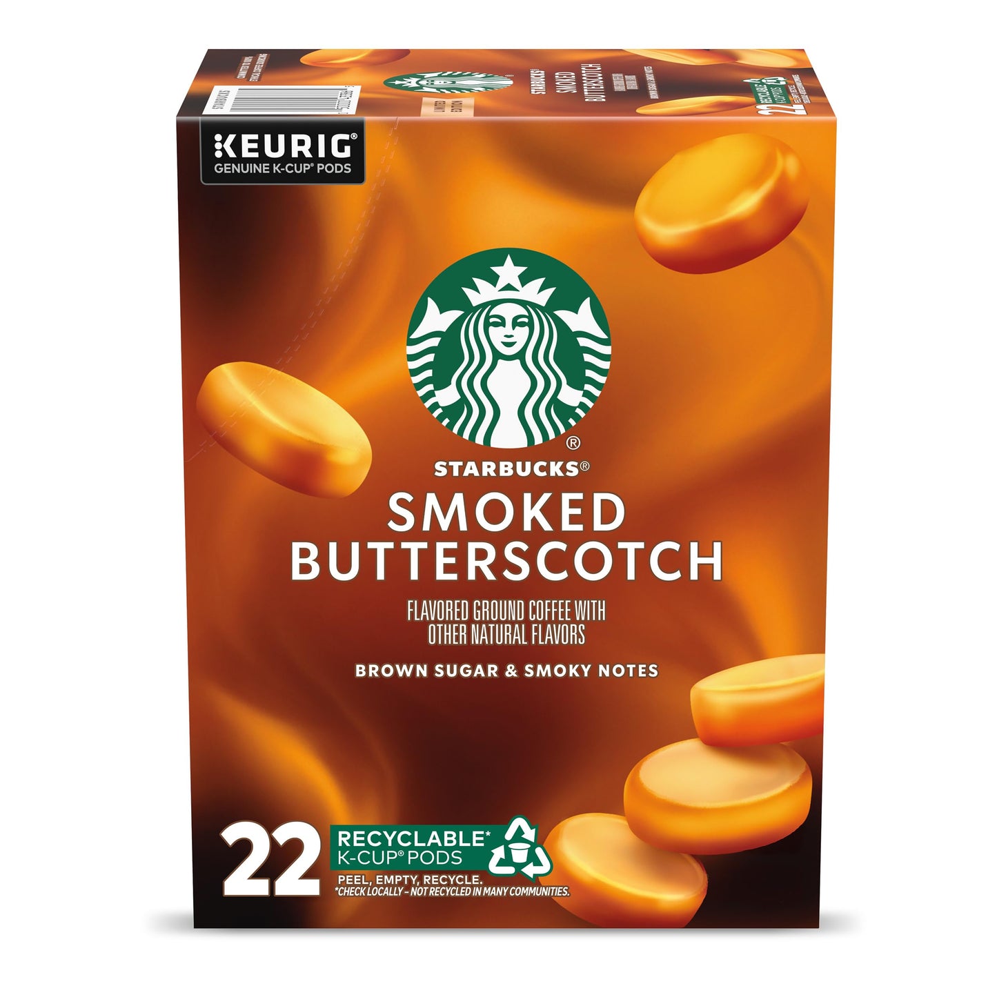 Starbucks K-Cup Coffee Pods  Rich Flavor Butterscotch Flavored For Keurig Makers  100% Arabica  Special Release  1 Box (22)