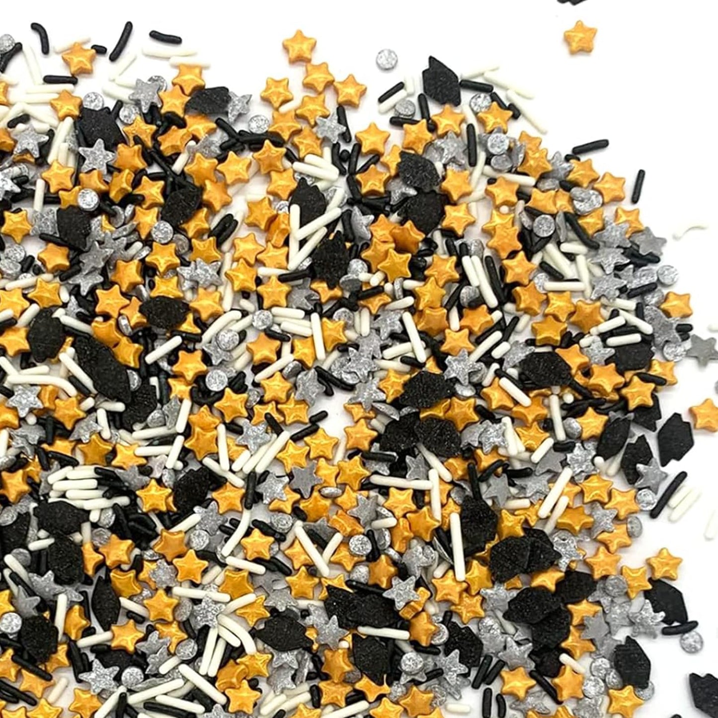 Sentovac Graduation Sprinkles Black Gold Sliver White Mix Edible Sprinkle Graduation Season Theme For Cake Decorating Candy Cupc