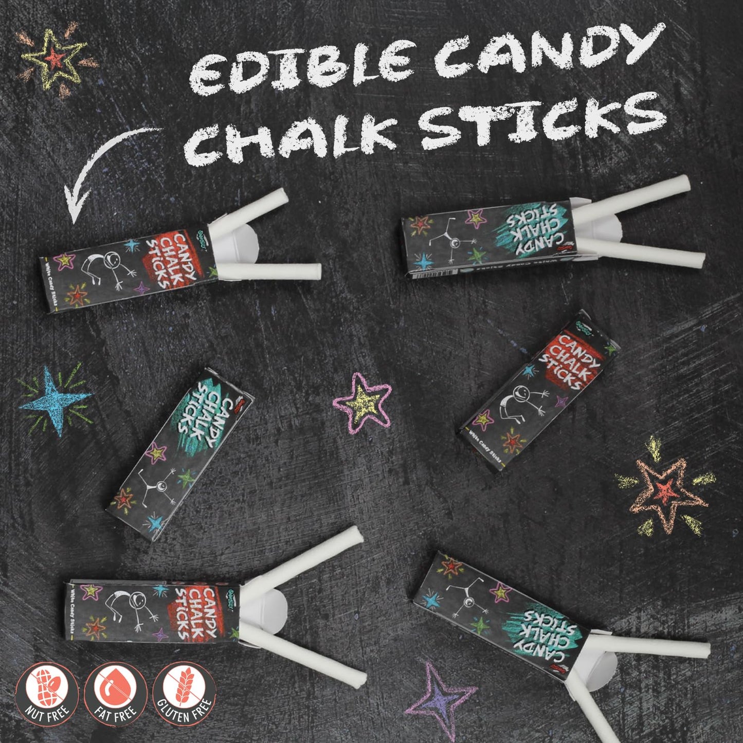 Swirleey Candy Sticks Bulk - 100 Count - Chalk Bulk School Theme Favors & Novelty Treats - Individually Wrapped Kid-Friendly Tea