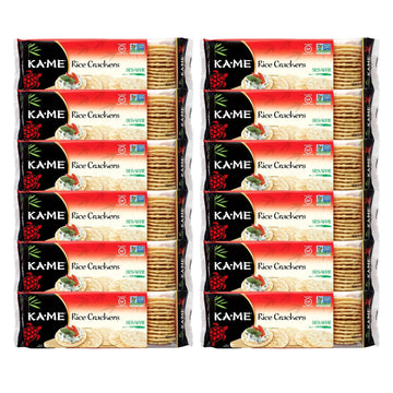 Ka-Me Sesame Rice Crackers 3.5 Oz/Trays (Pack Of 12) Asian Ingredients And Flavors, No Artificial Flavors, Non Gmo, Great With Salmon, Cheese, Egg & Tuna Salad, Guacamole, Hummus & More