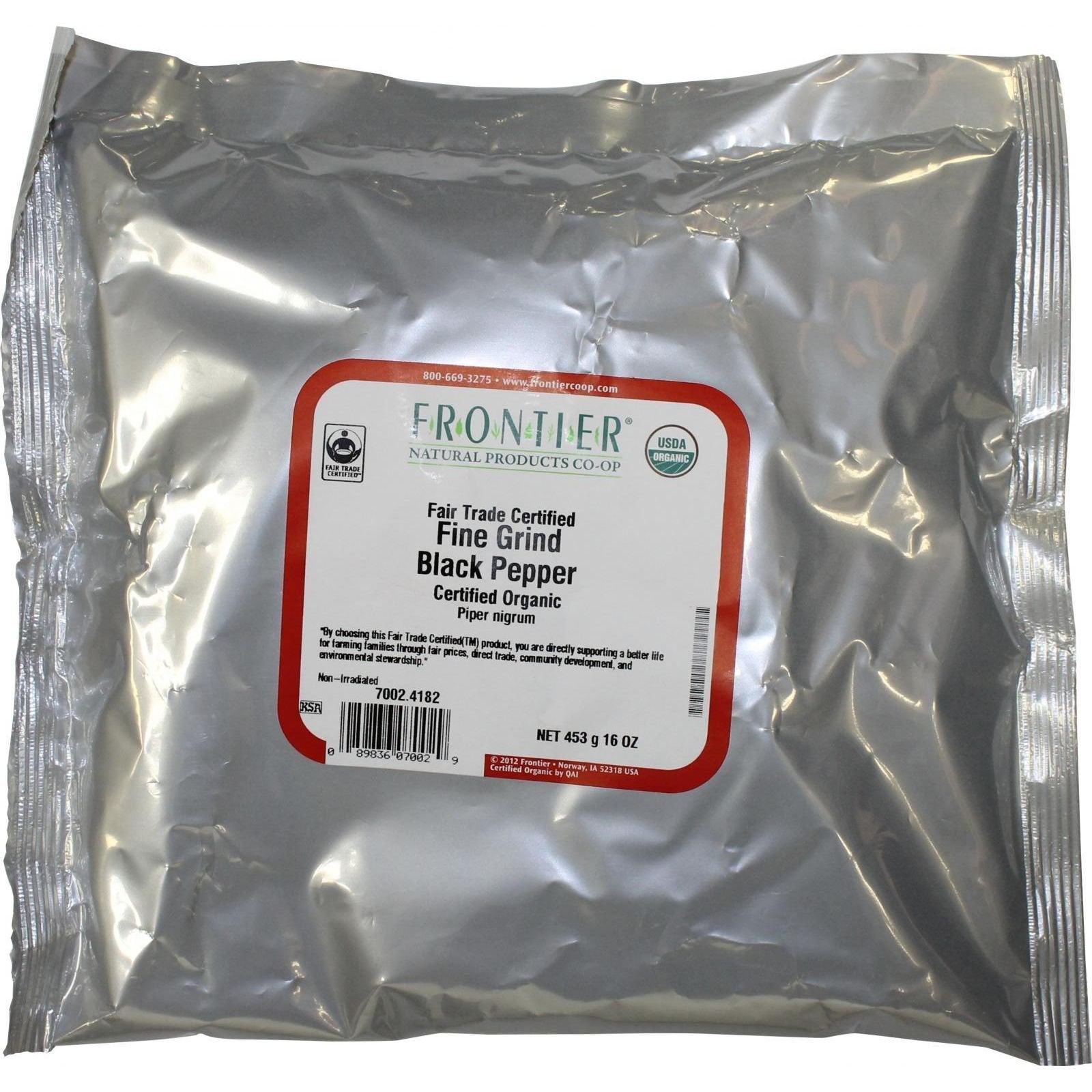 Frontier Herb Bulk Pepper Organic Black Fine Grind, 16 oz