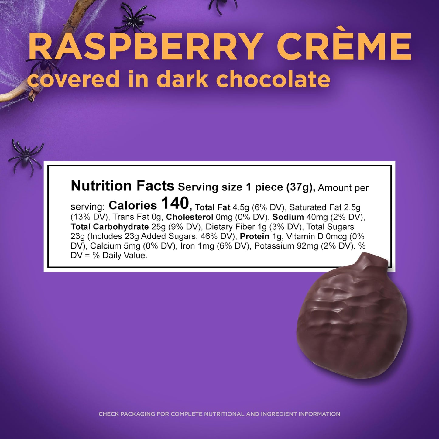 RUSSELL STOVER Halloween Dark Chocolate Raspberry Crme Pumpkin, 1.3 oz. (Pack of 18) - Bulk Halloween Candy