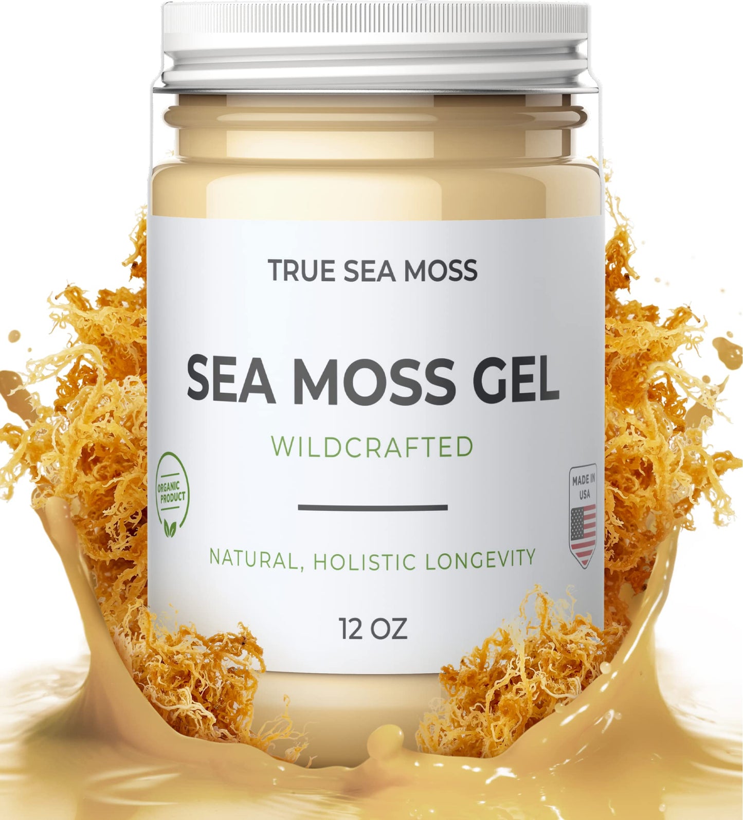 TrueSeaMoss Sea Moss Gel - Made in USA - Wildcrafted Seamoss, Dried Seaweed & Jarred Vegetables - Original, Pack of 1 (Labels ma