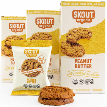 Skout Organic Peanut Butter Soft Baked Cookie (3 Pack) | Soft Baked Cookies | Plant-Based | Vegan | Gluten, Dairy, & Soy Free