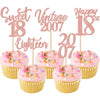 30PCS Happy 18th Birthday Cupcake Toppers Cheers to 18 Vintage 2007 Cupcake Picks Hello 18 Eighteen 18th Birthday Decorations fo