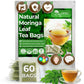 TOG999 Moringa Leaf Tea Bags, 100% Natural Herbal Tea, 60 Bags, Caffeine-Free, Vegan
