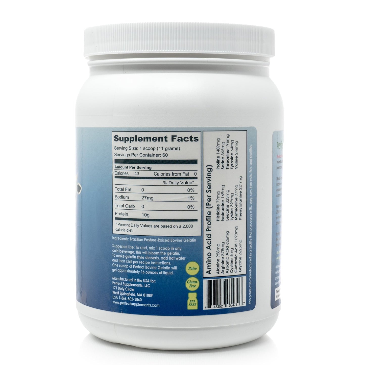 Perfect dietary products - Perfect Bovine Gelatin - 660 Grams - 100% Beef Gelatin Collagen Protein - Supports Healthy Skin & Joint Health