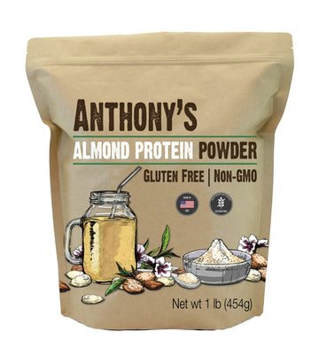 Anthonys Almond Protein Powder, 1 Lb, Gluten Free, Non Gmo, Plant Based Protein, Made In Usa
