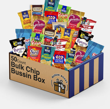 Assorted Chips Variety Pack - Potato Chips, Pretzels, Popcorn, And Healthy Snacks - 50 Count By Bussin Boxes