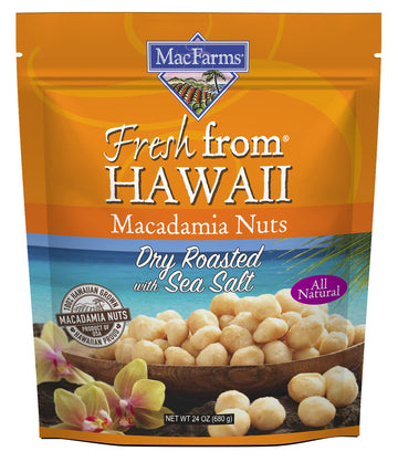 Macadamia Nuts | MacFarms Dry Roasted Macadamia Nuts 24 OZ (1 Pack) - Premium Roasted Nuts with Sea Salt Fresh From Hawaii, Sea 