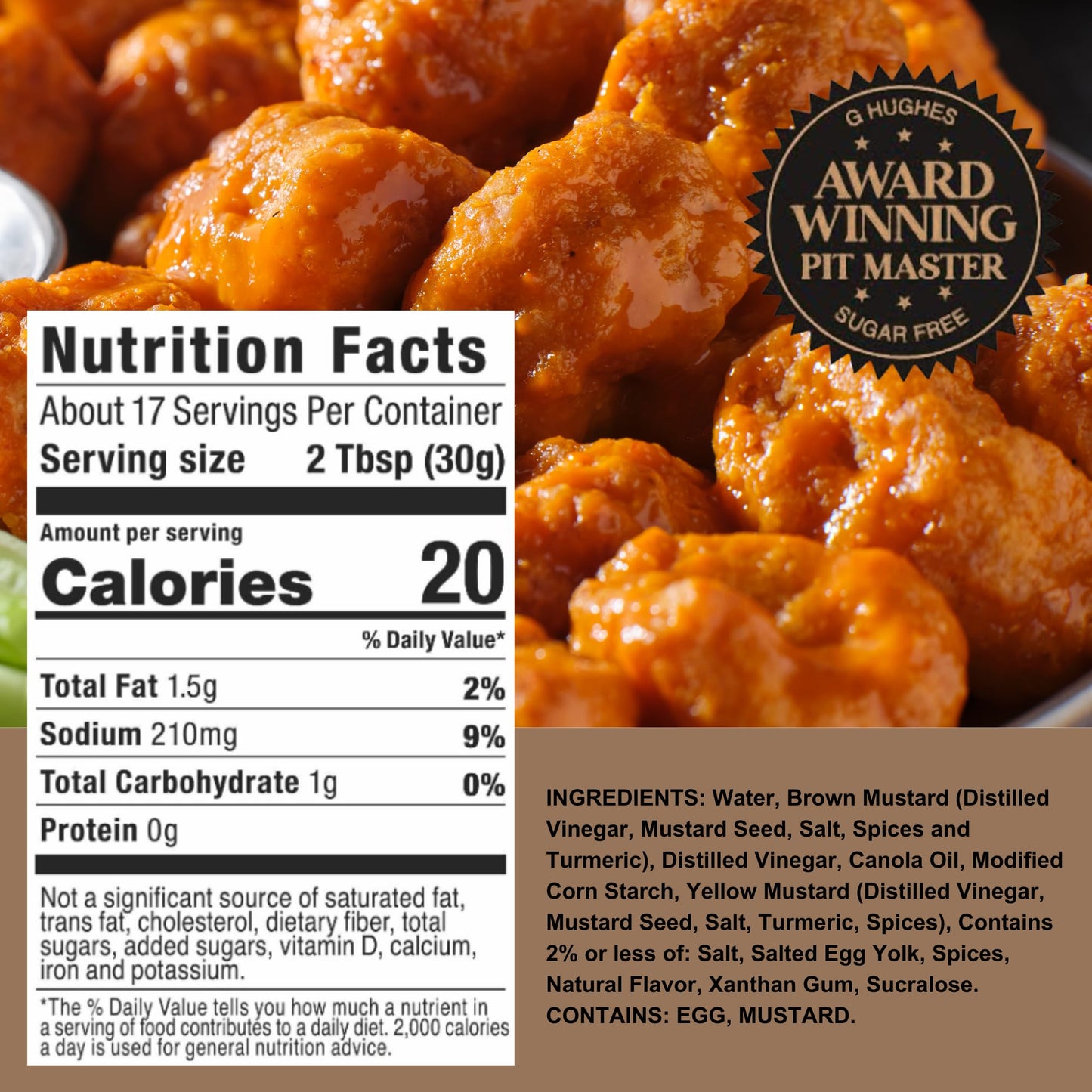 G Hughes Sugar Free Honey Mustard Dipping Sauce - Sugar Free Honey Mustard, Gluten Free Mustard, Low Carb Honey Mustard Dressing, No Sugar Added -18 Oz (3-Pack)