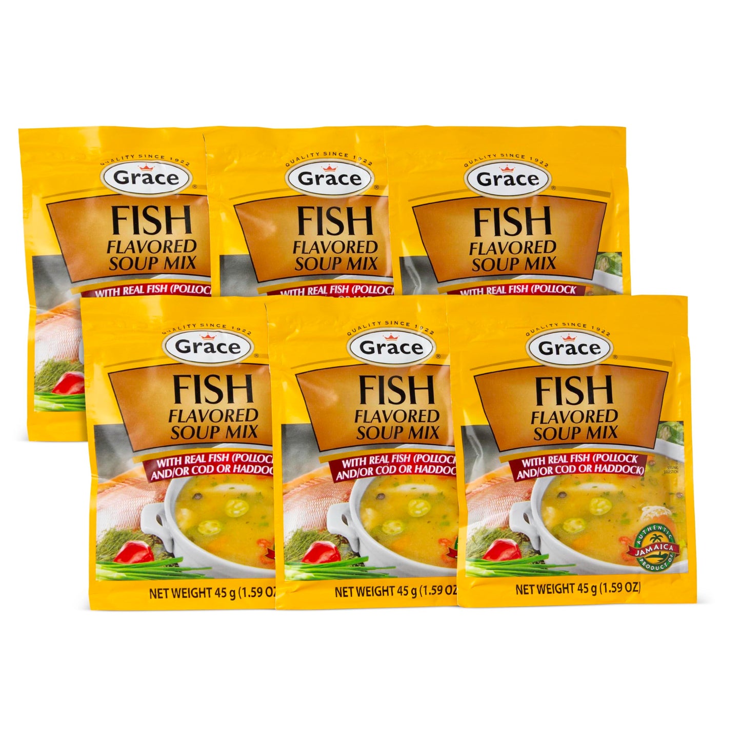 Grace Fish Flavored Soup Mix 1.59oz - Pack of 6 - Authentic Jamaican Tea Soup Mix Made with Cod, Haddock & Pollock - Caribbean S