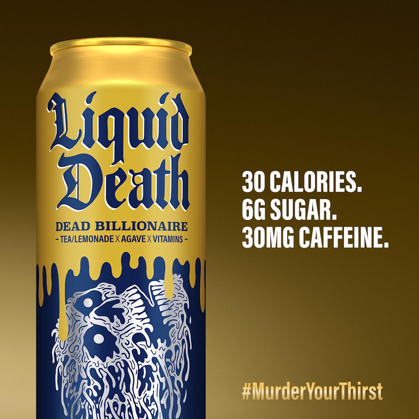 Liquid Death, Dead Billionaire Iced Tea, 8-Pack (King Size 19.2Oz Cans), Half Lemonade Half Black Tea Sweetened With Real Agave,